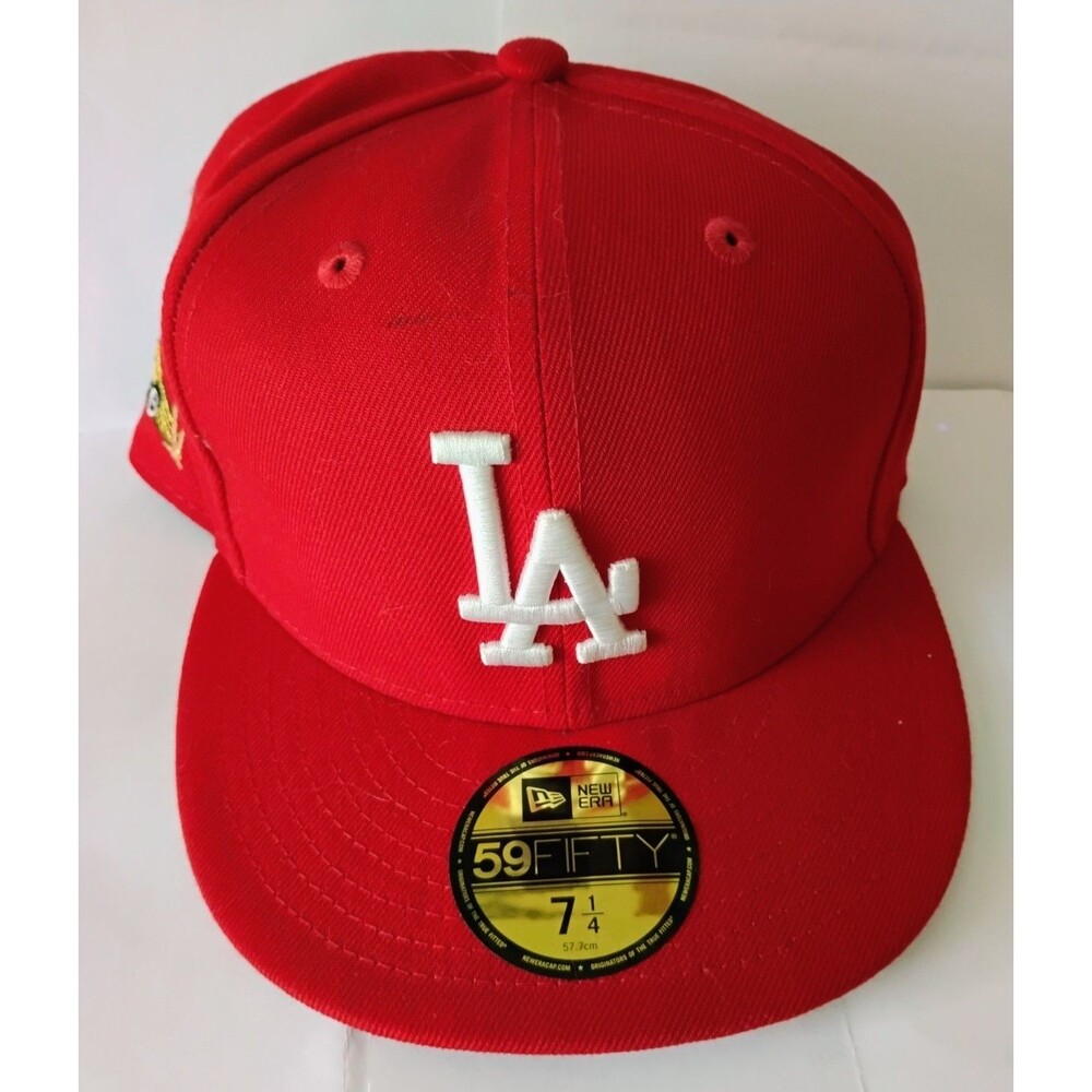 New Era LA Dodgers 59Fifty Fitted Hat 7 1/4 Red Hollywood Lowrider Patch Red UV